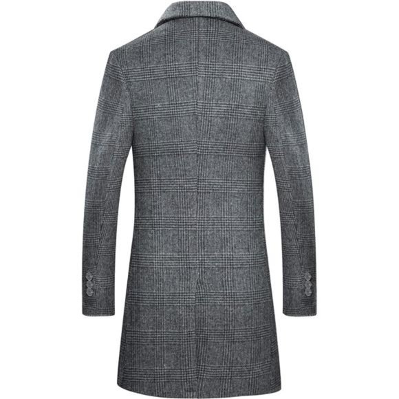 Men's Wool Peacoat Winter Buttons Jacket Windproof Classic Pea Coat - Picture 2 of 7